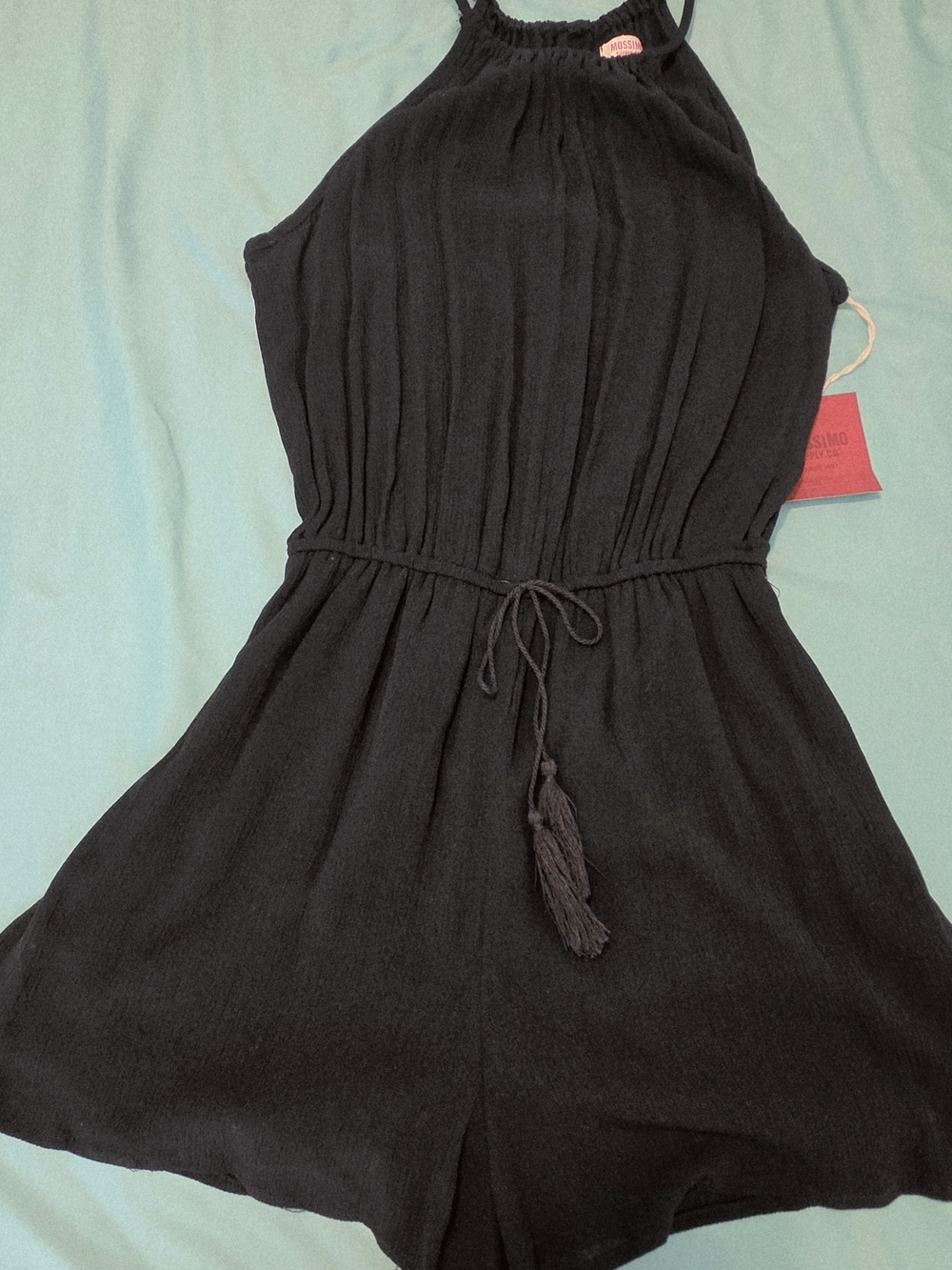 Mossimo Supply Co. Black Pleated Halter Romper